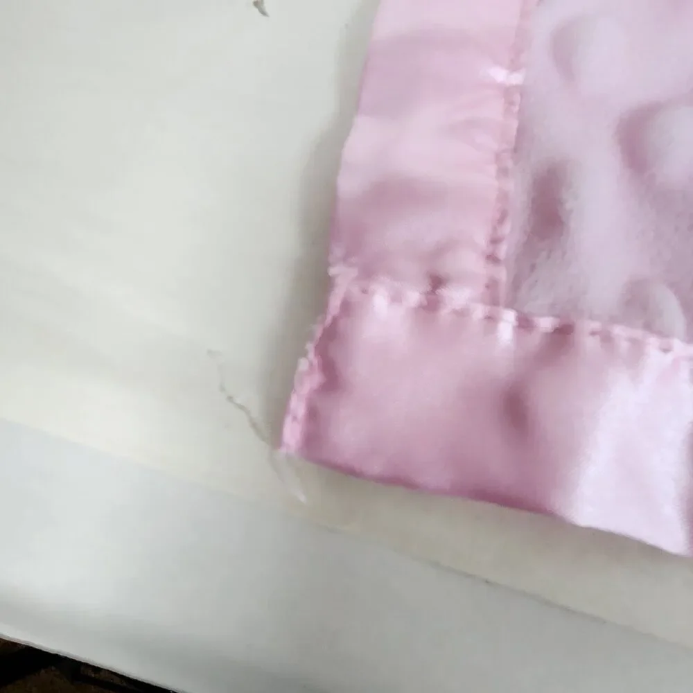 Pink Elephant Lovey Plush Baby Security Blanket Minky Dots Satin‎ Trim